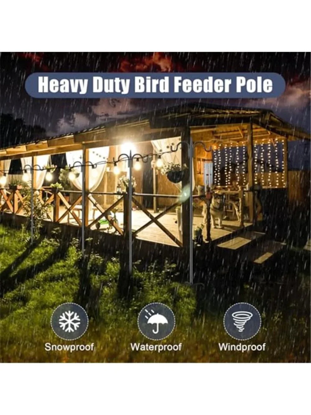 Squirrel Proof Bird Feeder Pole, 92 Inch Double Shepherds Hook with 19  Inch